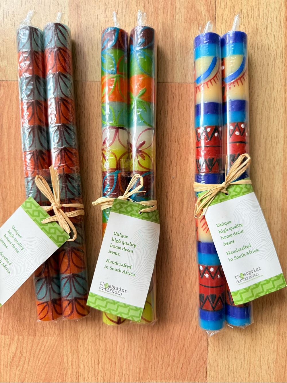 6 NEW Kapula South Africa multicolor handmade candles